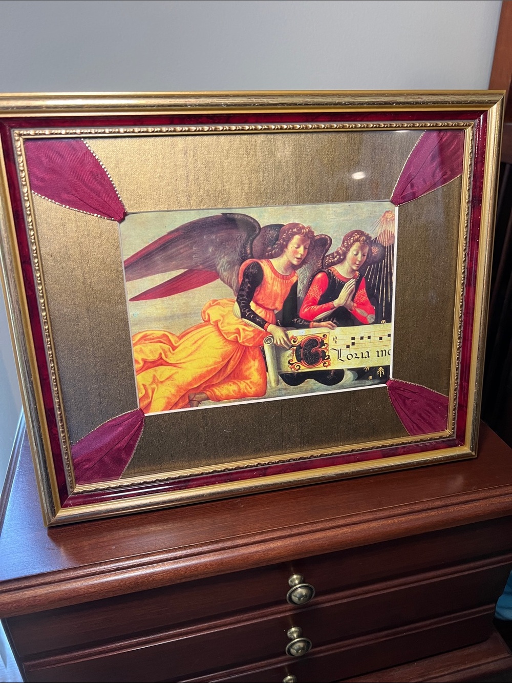 VTG Italian Renaissance The Adoration of the Magi Angels Gold Gilt Framed Art